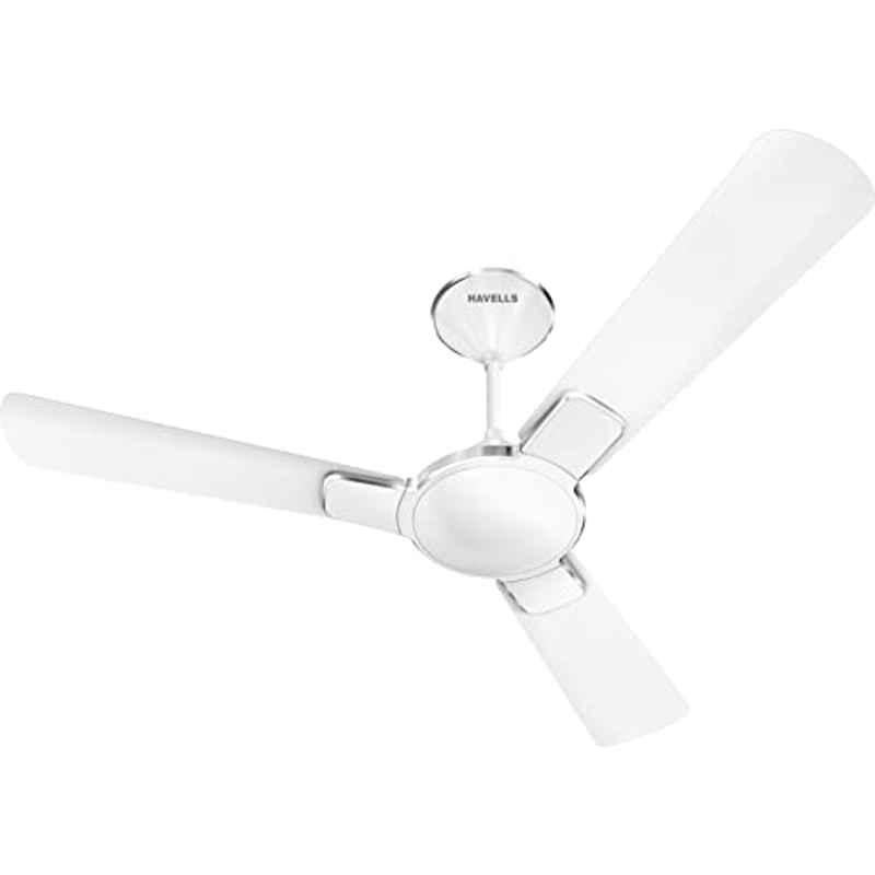 Havells Enticer ES 50W Aluminium Pearl White Chrome 3 Blade BLDC Ceiling Fan with 2 Years Warranty, FHCEN2SPWH48, Sweep: 1200 mm