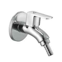 Cliquin Desire Cubix Brass Silver Chrome Wall Mounted Nozzle Bib Cock for Washing Machine, Garden & Outdoor Use