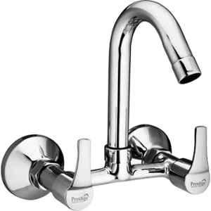 Prestige Step Brass Chrome Finish Silver Wall Mounted Hot & Cold Sink Mixer