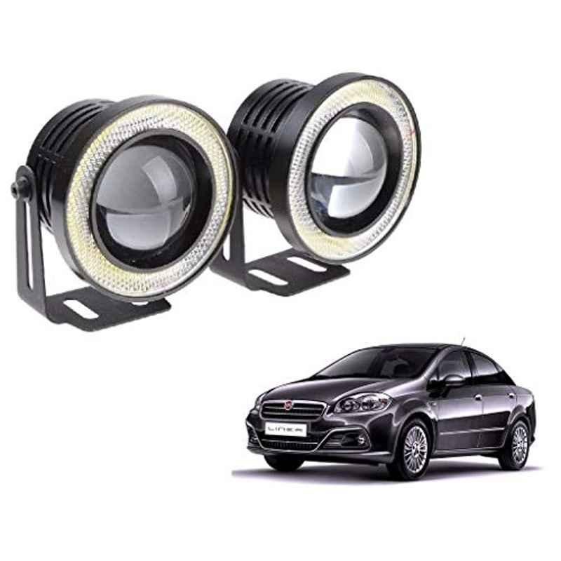 Kozdiko 2 Pcs 15W 3.5 inch High Power White LED Projector COB Fog Light Set with White Angel Eye Ring for Fiat Linea, koz_72653