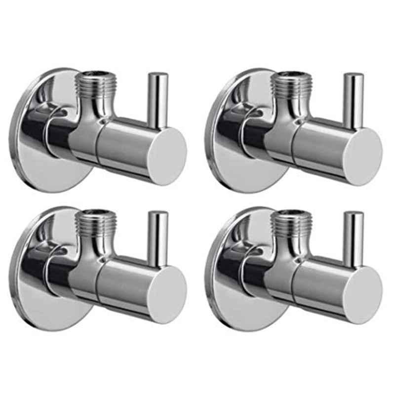 Zesta Turbo Stainless Steel Chrome Finish Angle Valve with Wall Flange (Pack of 4)