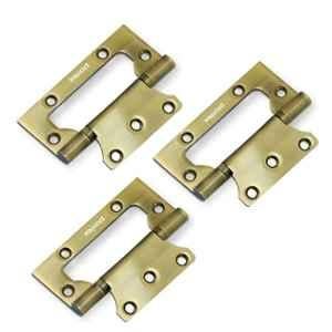 Plantex Stainless Steel Butterfly Hinges for Door/4 inchx14 Gauge Hinge/2.5 mm Door Hinge for Home/Office/Hotel/Non-Mortise Hinges (Pack of 3) Antique Brass
