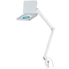 Optike 4X 14W 5 inch White Industrial Magnifying LED Lamp with Articulating Arm & Lens Cover Flap, KML9008