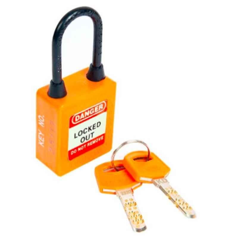 LOTO-LOK 20mm Stainless Steel & Nylon Orange Three Point Traceability Padlock with 2 Unique Keys Per Lock, 3PTPOKDN40