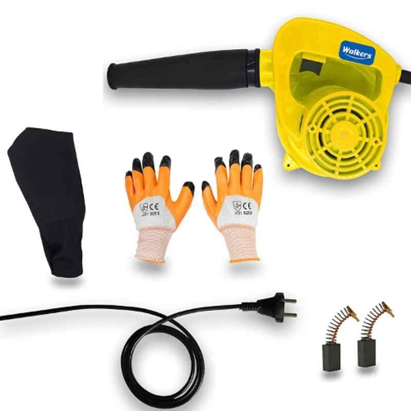 Walkers 800W 17000rpm Yellow Electric Air Blower with Air Blowing Pipe, Dust Bag, Carbon Brush & Gloves, WKFC011