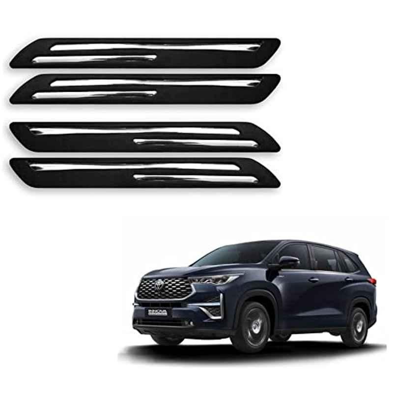 Kozdiko 4 Pcs Rubber Black Double Chrome Strips Car Bumper Protector Guard Set for Toyota Innova Hycross