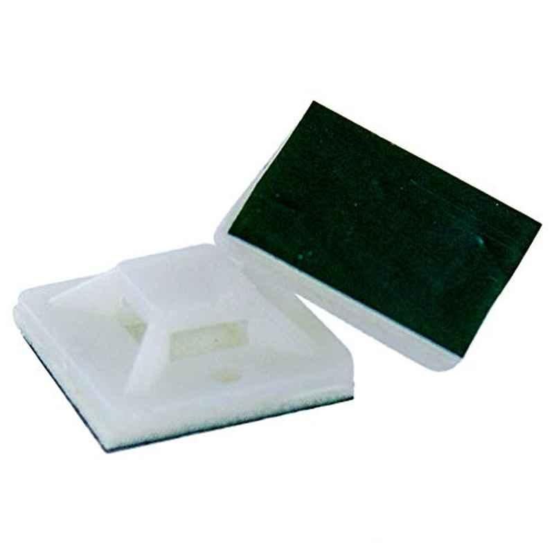 20x20mm White Self Adhesive Mount Base Zip Tie (Pack of 100)