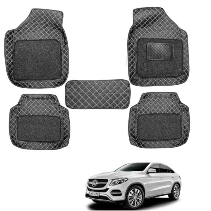 Kozdiko 5 Pcs Waterproof & Luxury 7D Black Leatherette Car Floor Mat Set for Mercedes Benz GLE Couple