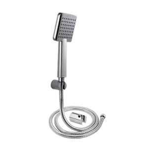 IRIS 3 Pcs Brass Chrome Finish Square Hand Shower, 1.5m Stainless Steel Tube & Hook Set