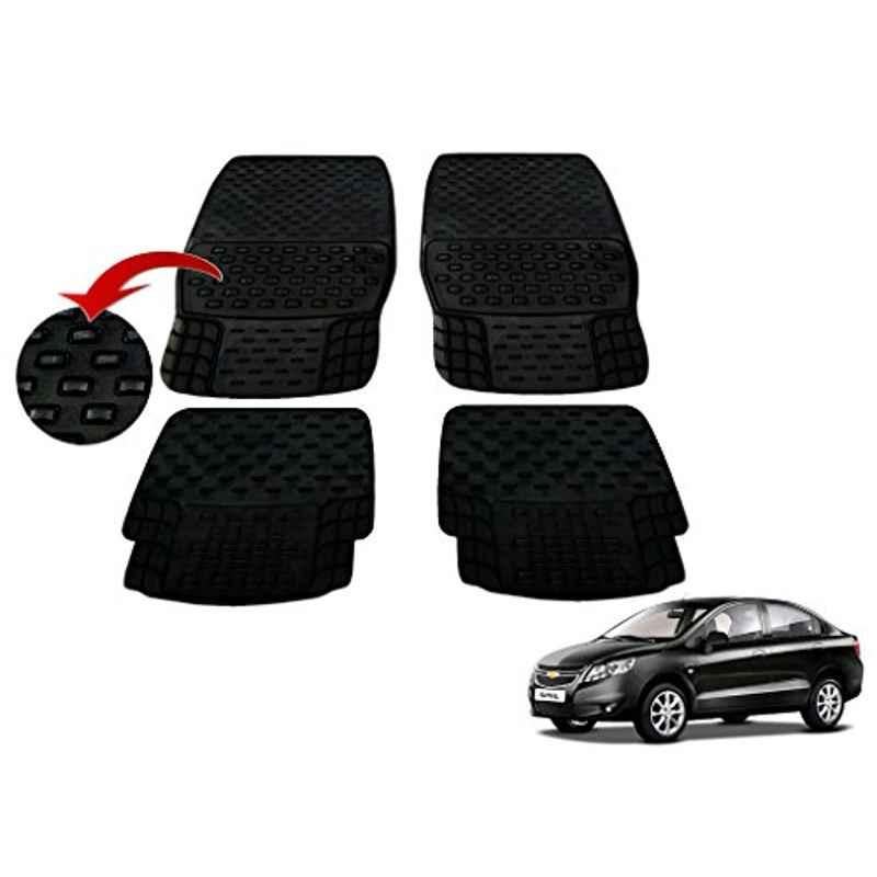 Kozdiko 4 Pcs PVC & Rubber Black Car Floor Mat Set for Chevrolet Sail UVA