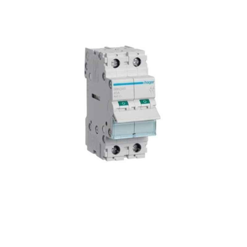 Hager 40A 2Pole Isolator Modular Break Switch, SBN241N/SBN240