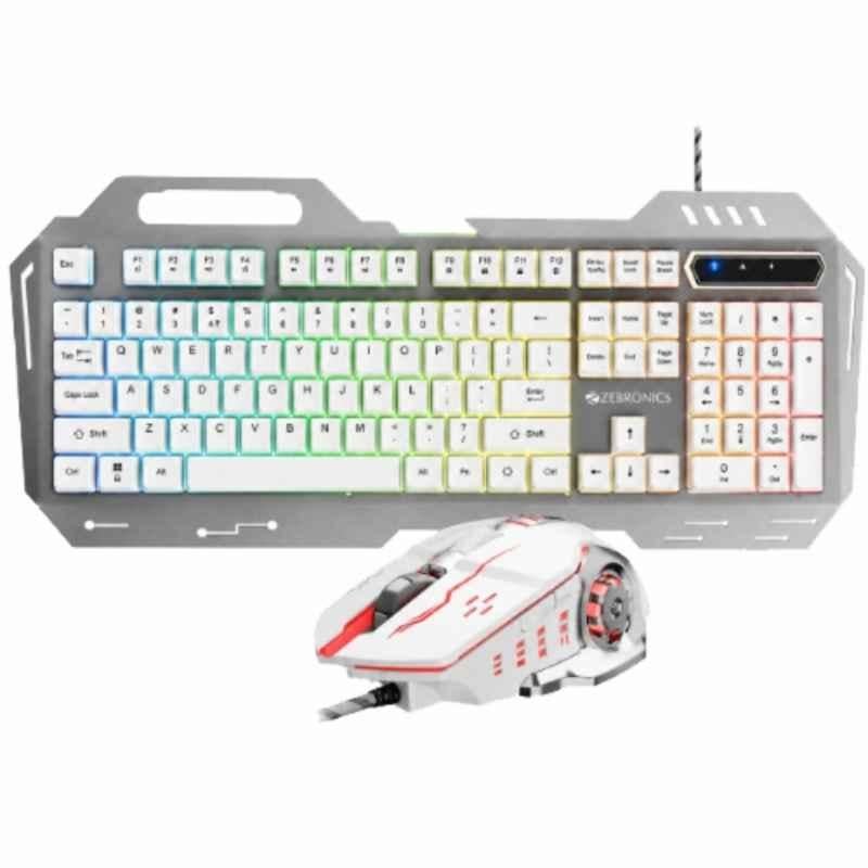 Zebronics Transformer 3 104 Keys White Wired Keyboard & 3200dpi Optical Mouse Combo, KKB 10