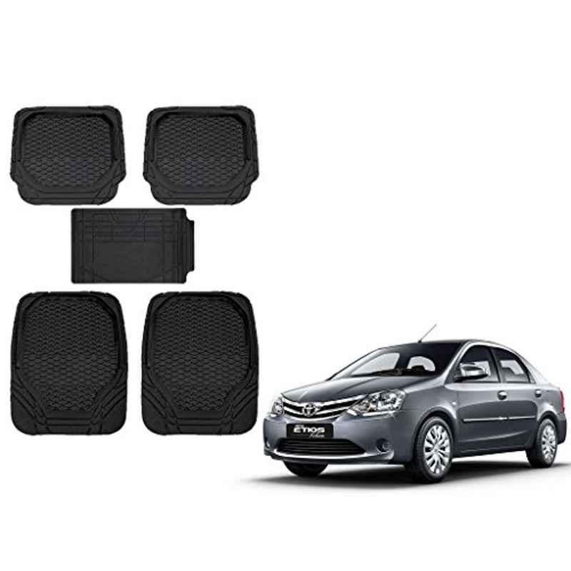 Kozdiko 8855TW 5 Pcs Rubber Black Rubber Car Mat Set for Toyota Etios