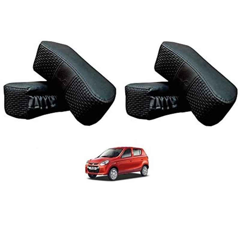 Kozdiko 4 Pcs CV Designer Black Leatherite Neck Rest Car Cushion Pillow Set for Maruti Suzuki Alto 800