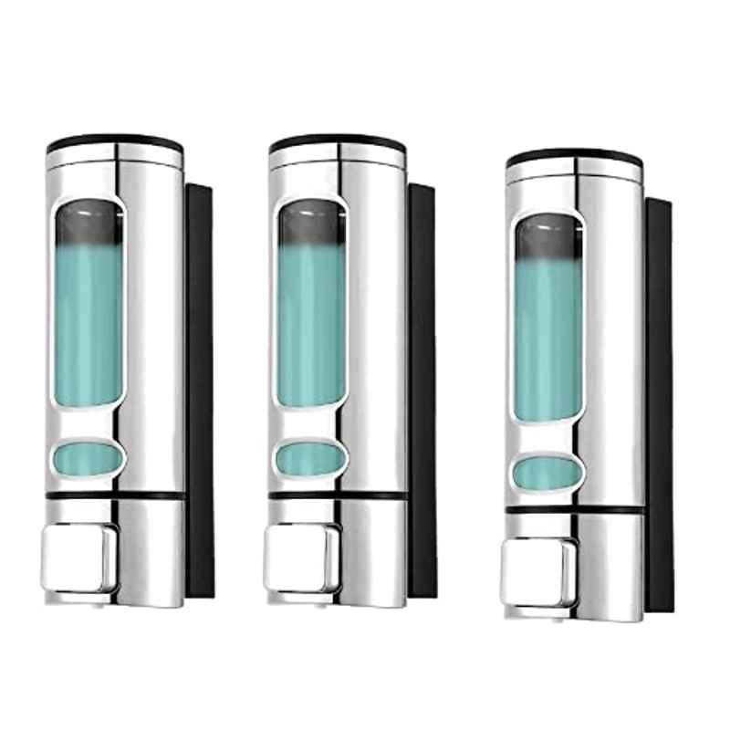Acrome 400ml Plastic Silver Chrome Liquid Soap Dispenser (Pack of 3)