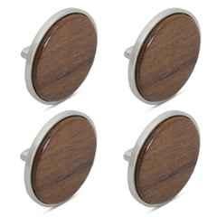 Plantex Knobs for Drawer/Round Drawer Knobs/Knobs for Cabinets/Pull-Push Knobs for Kitchen/Bedroom Drawer (Pack of 4) Big, Satin & Wood