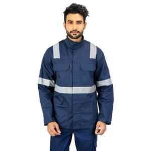 ATACAMA Night Hawk 200GSM Polyester & Cotton Navy Blue Safety Jacket with Reflective Tape, AWJ001NV, Size: M