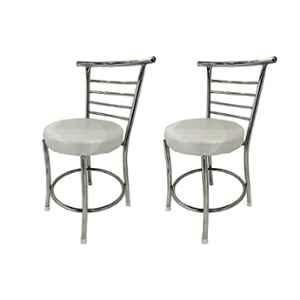 RW Rest Well RW-158 Leatherette White Ergonomic Dining Chair with Steel Chrome Finish (Pack of 2)