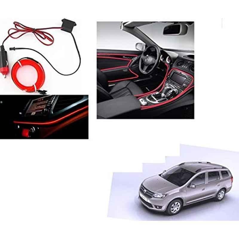 Kozdiko 12V Red Car Interior Decor Neon Strip Light for Mahindra Logan