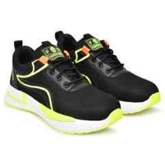 Ambrick 312GR Mesh Black & Green Steel Toe Industrial Safety Shoes with Air Mix Sole for Men, Size: 7