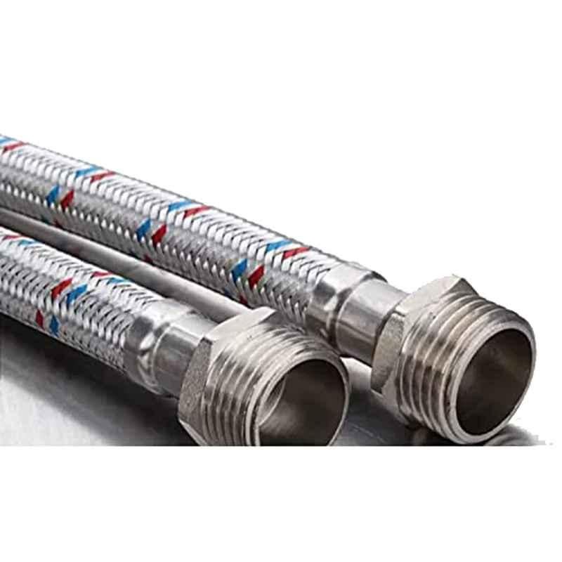 Reliable Electrical 1/2x1/2 inch 45cm Stainless Steel Flexible Tap Connector Braided Hose (Pack of 2)