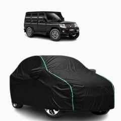 Aarex Auto Polyester Black 100% Waterproof Car Body Cover with Mirror Pocket, Soft Cotton Triple Stitched & Custom Fit for Mahindra Bolero
