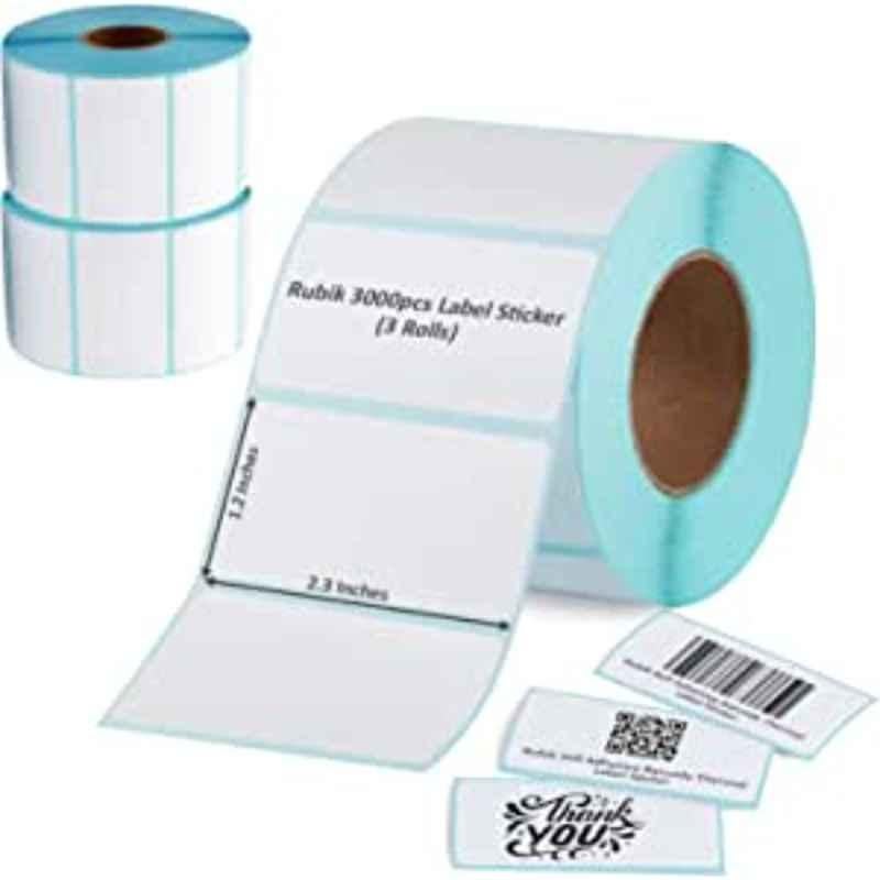 Rubik 60x30mm Thermal Paper White Self Adhesive Barcode Label Sticker