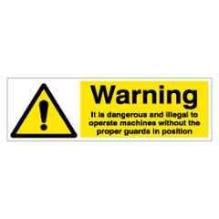 SUNSIGNS 300x100mm Vinyl & ACP Sheet Warning It is Dangerous And Illegal to Operate Machine without the Proper Guards in Position Signage, SN0120VNLM3HPIFAG