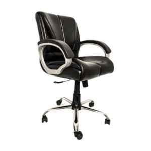 Woodberg Royale Black Medium Back Leatherette Executive Revolving Office Chair, WBM122BL