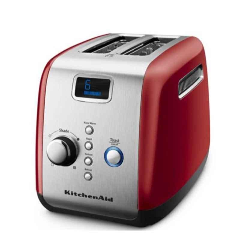 KitchenAid 1100W Stainless Steel Empire Red 2 Slice Automatic Pop Up Toaster, 5KMT223DER