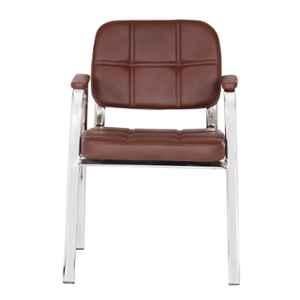 Da Urban Weston Leatherette Medium Back Brown Visitor Chair with Arms