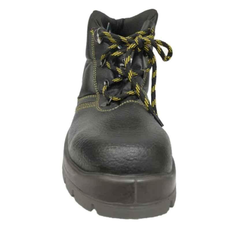Deltaplus Jumper Leather Steel Toe Dual Density Black Safety Shoes, S1P, Size: 38