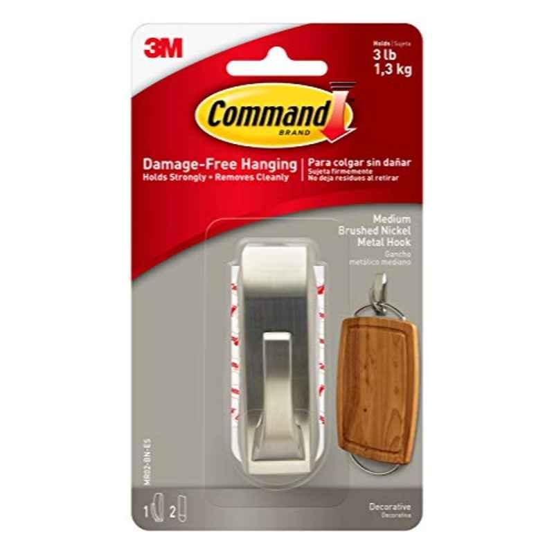 Command MR02-BN Metal Silver Modern Reflections Hook, Size: Medium