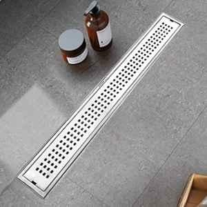 Plantex 10x45cm Matt A418-Square 304 Grade Stainless Steel Long Shower Drain/Floor Trap/Jali Removable Grate/Lid for Bathroom & Kitchen