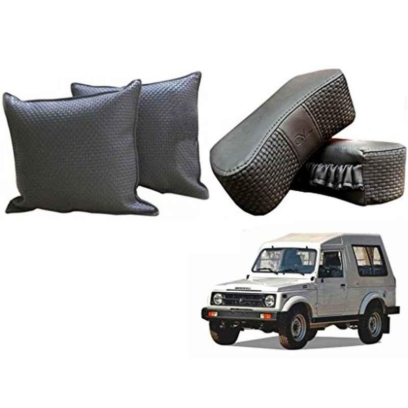 Kozdiko One Pair Grey Neck Rest & One Pair Cushion Combo for Maruti Suzuki Gypsy