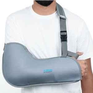 Aurum Elastic Grey Pouch Arm Sling For Arm & Elbow Support, Size: L