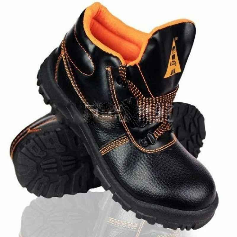 Safehawk Aura PVC Anti Skid Steel Toe Black Safety Shoes, NASAFEHAURA, Size: 8