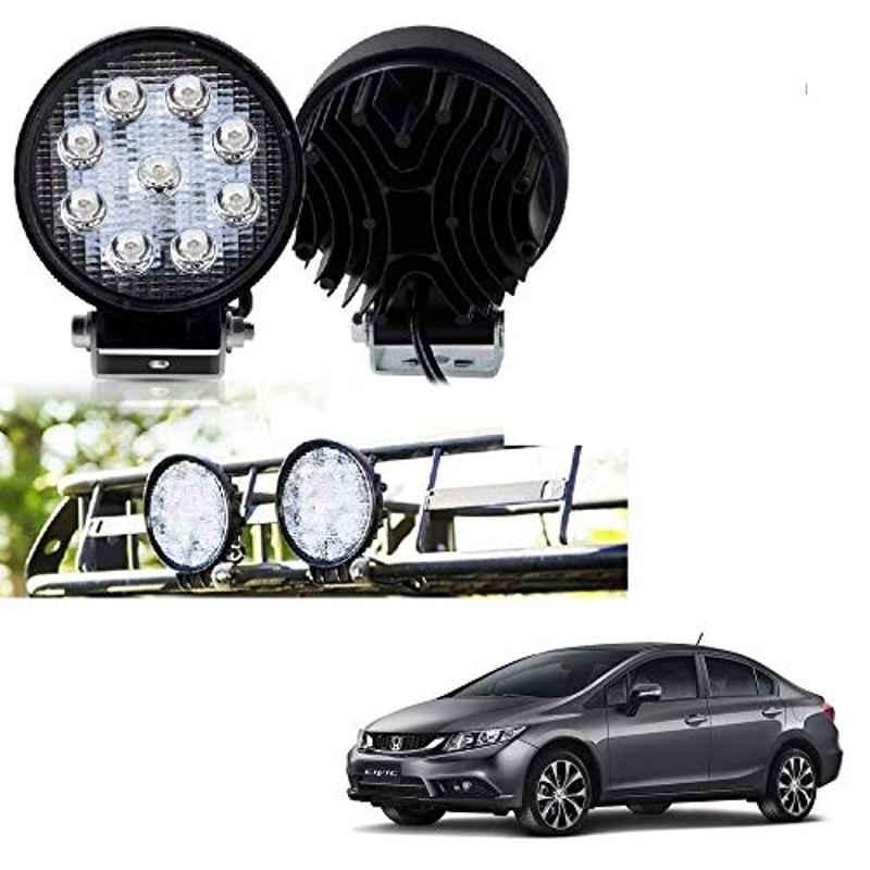 Kozdiko 2 Pcs 27W 4 inch 9 LED Waterproof Round White Fog Light Set with Mounting Brackets for Honda Civic, kozd_19996
