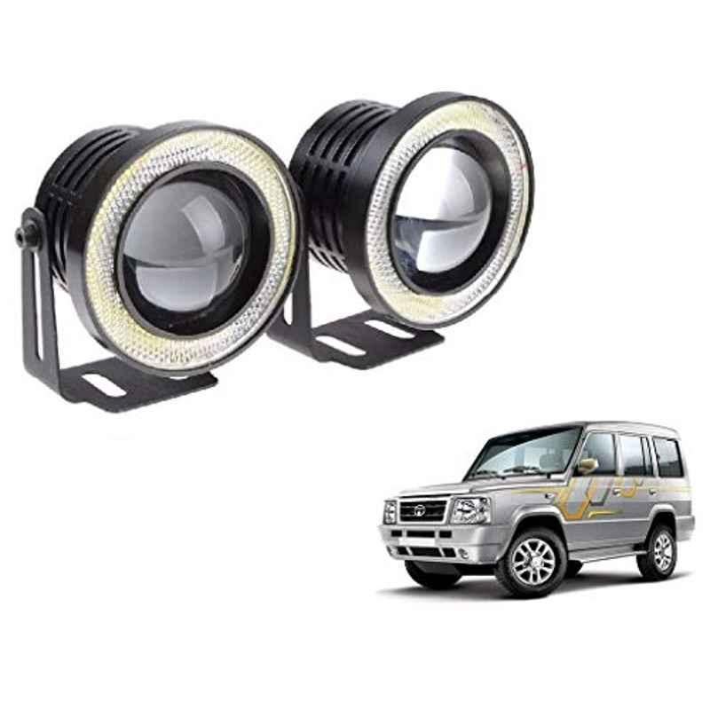 Kozdiko 2 Pcs 15W 3.5 inch High Power White LED Projector COB Fog Light Set with White Angel Eye Ring for Tata Sumo, koz_72679