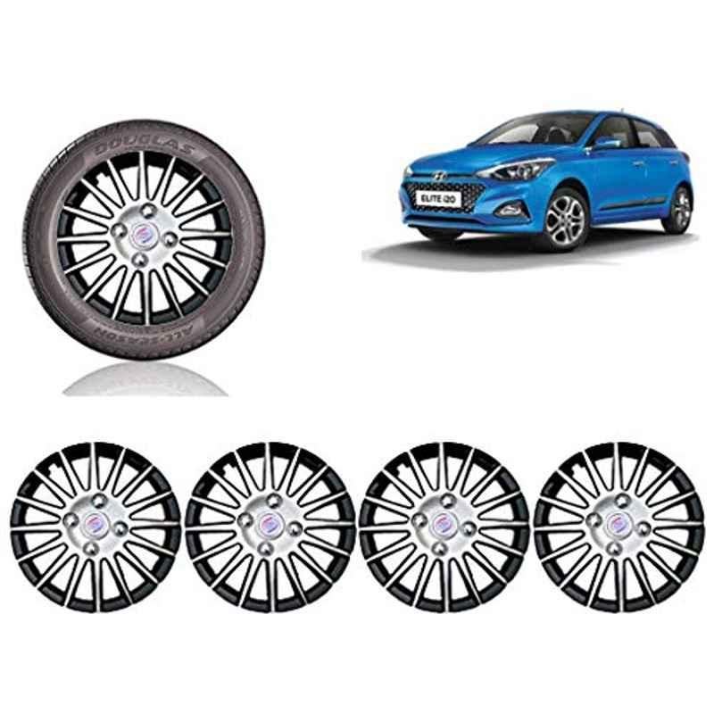 Auto Pearl 4 Pcs 14 inch ABS Black & SIlver Car Wheel Cover Set for Hyundai i20 Elite 2018
