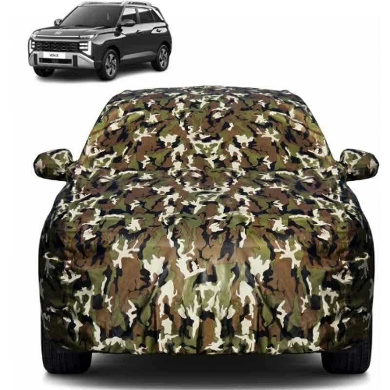 Allextreme Polyester Multicolour Camouflage Car Body Cover with Mirror Pocket for Hyundai Venue All Model & Years (2019-2022), PV_VLSV15