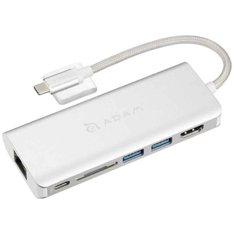 Adam Elements CASA 6 Port USB-C to Card Reader Silver Hub, AAPADHPDC601SL