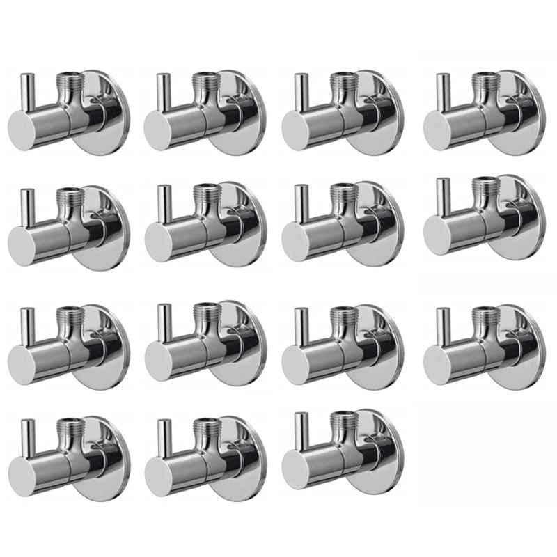 Spazio Smartbuy Stainless Steel Chrome Finish Turbo Angle Valve with Wall Flange (Pack of 15)