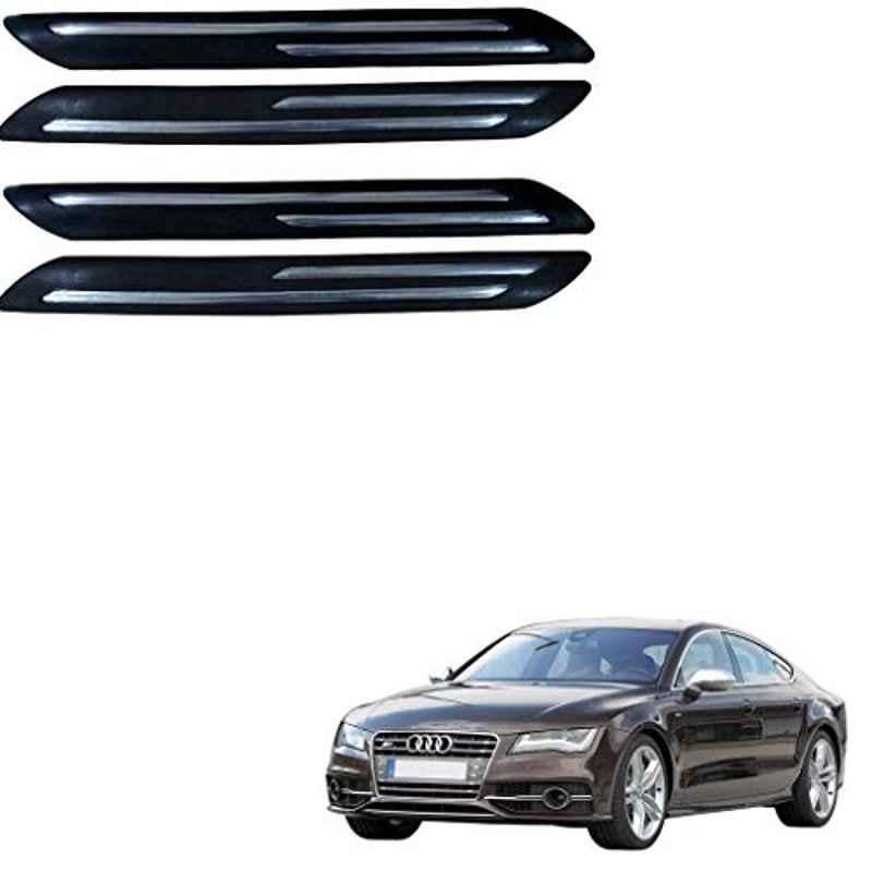 Kozdiko 4 Pcs PVC Black Double Chrome Finish Car Bumper Protector Set for Audi NA
