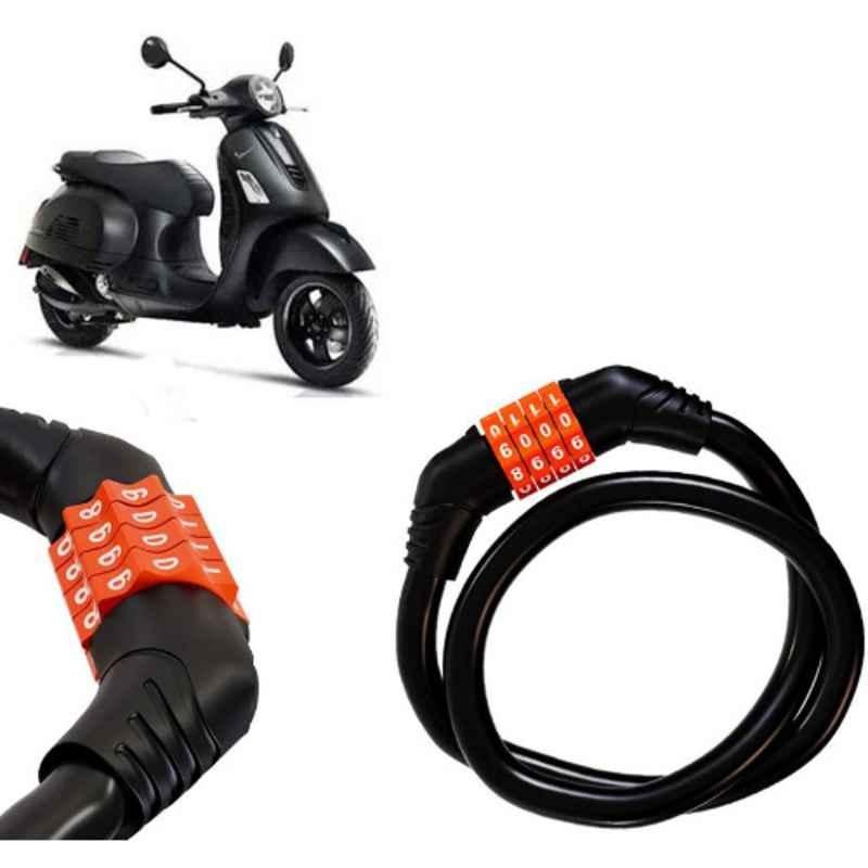 Auto Pearl Black & Orange 4 Digit Anti-Theft Combination Number Lock for Notte 125