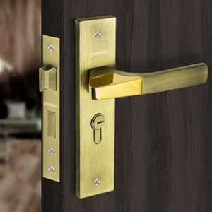 Plantex Heavy-Duty Door Lock Set Main Door Lock Handle Set/ 6-Lever Lock Mechanism with 3 Years of Warranty/Mortise Lock with 3 Keys, Brass Lockbody & Cylinder8114 Antique Brass & PVD Gold