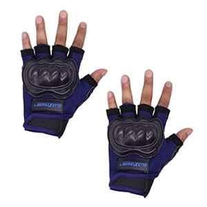 AllExtreme Probiker EXO2GV25 Blue Anti-Skid & Breathable Half Finger Bike Riding Gloves for Motorcycle Cycling Climbing Mountaineering Hiking, Size: 2XL