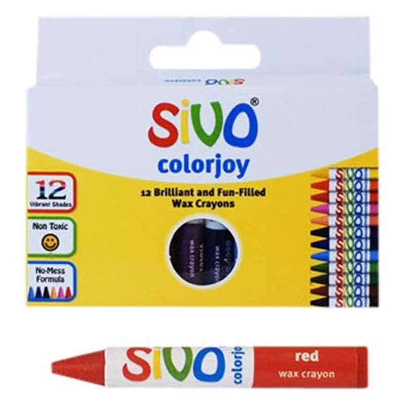 Sivo Colourjoy 12Pcs Round Wax Crayon Box