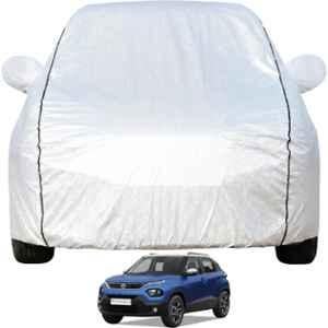 Allextreme Polyester Silver Car Cover with Mirror Pocket for Tata Punch 2007 & 2026 Models, PV-TP01