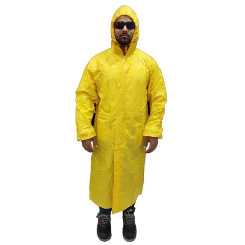 Workman Polyester & PVC Yellow Rain Coat, RC DW 01, Size: L